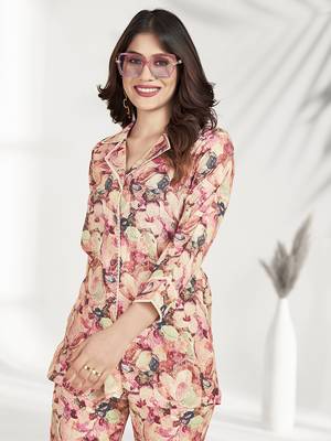 Green printed rayon co-ord set with pocket 4
