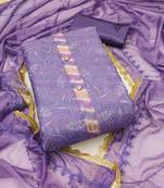 Women's lavender modal embroidered unstitched dress material