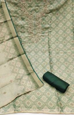 pista cotton silk hand work unstitched dress material 2