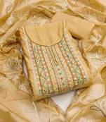 yellow roman hand work unstitched dress material