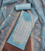 blue roman cotton silk embroidered unstitched dress material