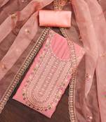 peach roman cotton silk embroidered unstitched dress material