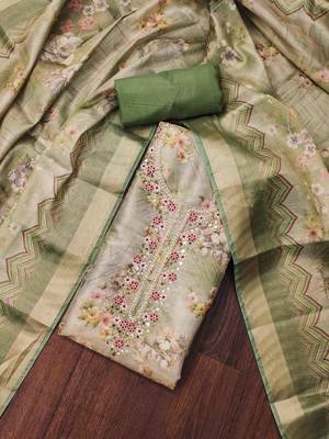 mehndi viscose handwork unstitched dress material 1