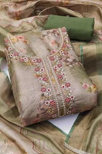 mehndi viscose handwork unstitched dress material