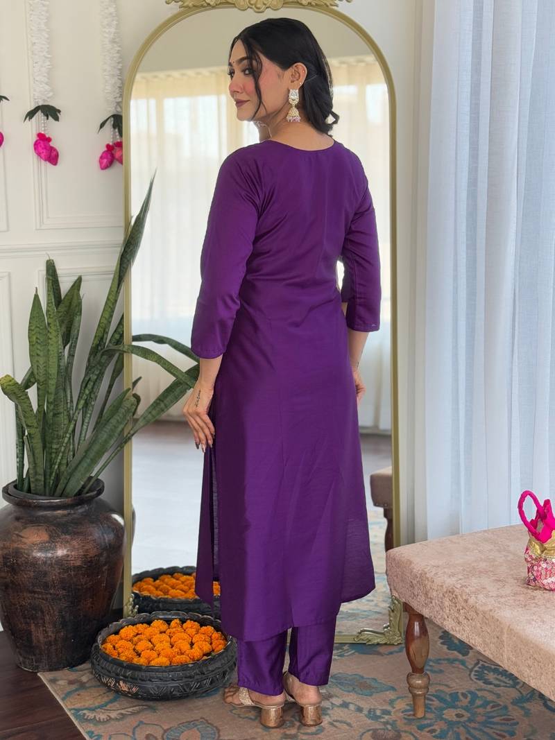 Embroidered Rayon Fabric Straight Kurta, Pant and Dupatta Set