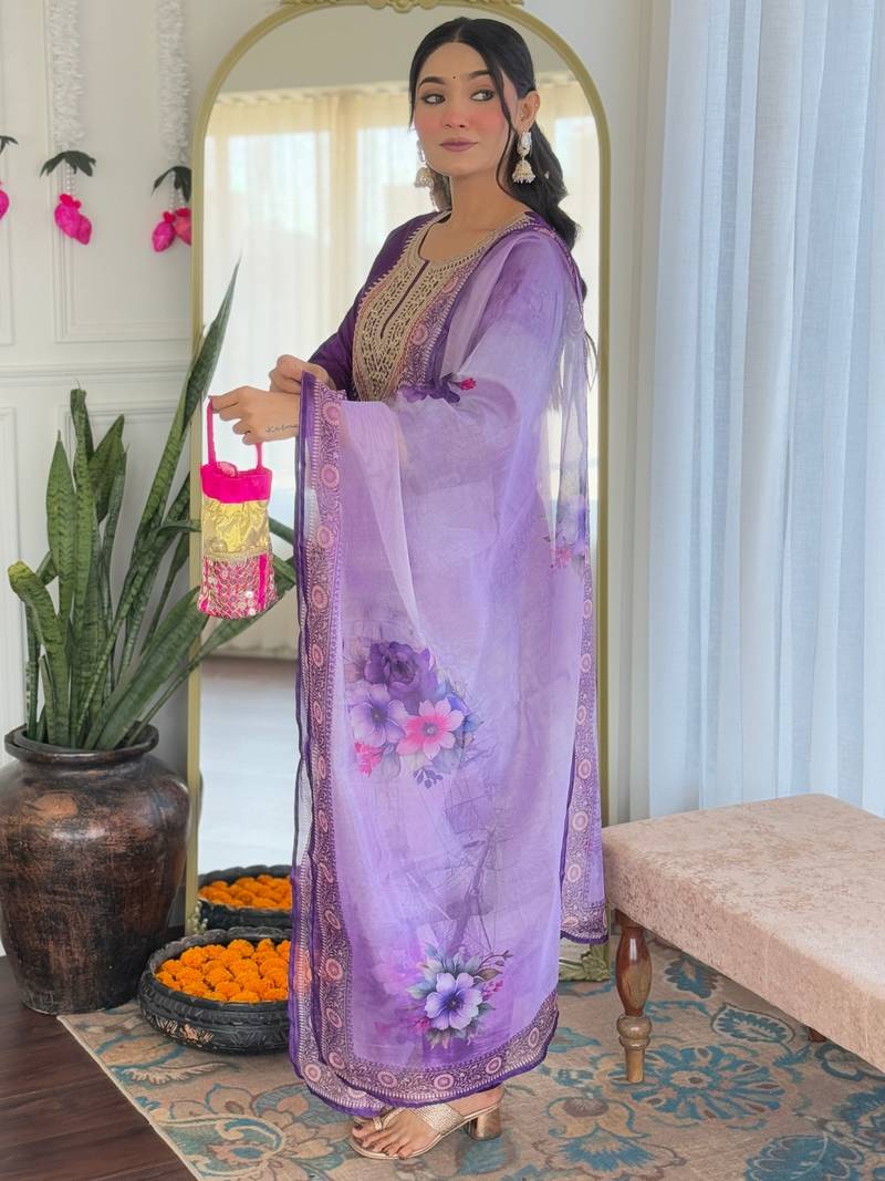 Embroidered Rayon Fabric Straight Kurta, Pant and Dupatta Set