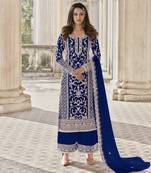 Blue embroidered net salwar