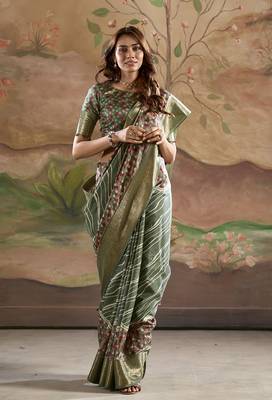 Green dola silk blend weaving traditional saree 2