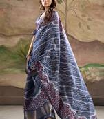 Blue dola silk blend weaving traditional saree