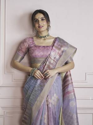 Digital print handloom silk blend multi colour saree 2