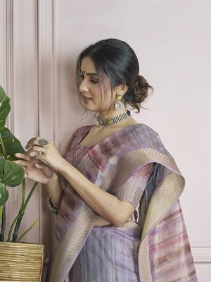 Digital print handloom silk blend multi colour saree 3