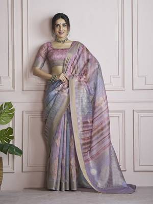 Digital print handloom silk blend multi colour saree 4