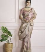 Digital print handloom silk blend multi colour saree