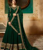 Green zari embroidery and diamond georgette anarkali churidar-full stitched