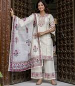 Trendmalls Trendmalls Cotton Embroidery Kurta Pant with Dupatta Salwar Suit Set