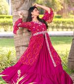 pink Designer bandhej lehenga with choli