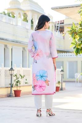 Women's Floral Printed Cotton Fabric Straight Kurta Pant Set. 2