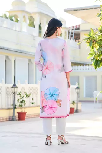 Women's Floral Printed Cotton Fabric Straight Kurta Pant Set.