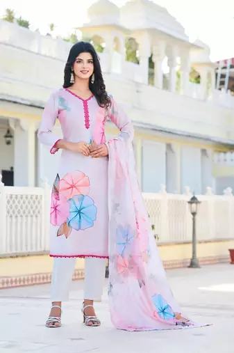 Women's Floral Printed Cotton Fabric Straight Kurta Pant Set.