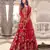 Red Embroidered Net Semi Stitched Anarkali Salwar With Dupatta