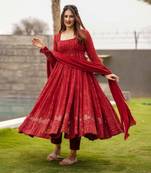 MAROON Faux Georgette PARTY WEAR SUIT SET 