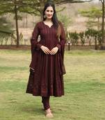 Coffee Party Wear Embroidery readymade suit set 