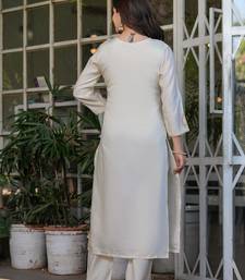 Beautiful Embroidered Viscose Chanderi Fabric Straight Kurta, Pant and Dupatta Set