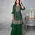 Women's Green Color Faux Georgette Embroidered Readymade Kurta Sharara and Dupatta Set (Full Stitched )