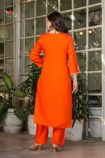 Beautiful Embroidered Viscose Chanderi Straight Kurta Pant and Dupatta Set
