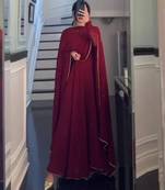 Maroon Stone Work Full Flared Anarkali with Dupatta