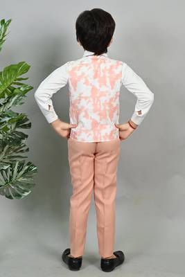 Boys cotton blend marble print 3 piece party suit set - pink 2