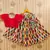 Vibrant ikat print lehenga set with ruffle blouse