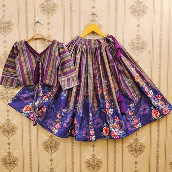 Elegant floral lehenga set with striped jacket blouse 1