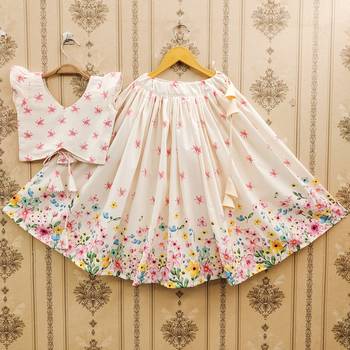 Elegant floral lehenga set with striped jacket blouse 1