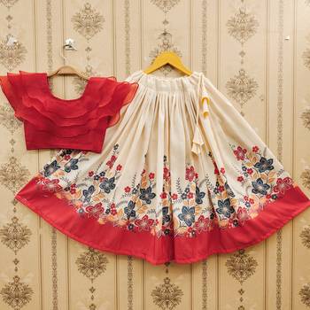 Floral print lehenga set with ruffle blouse 1