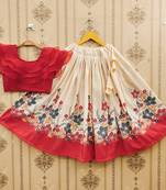 Floral print lehenga set with ruffle blouse
