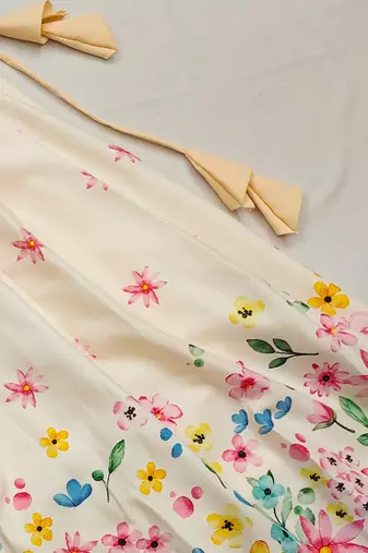 Elegant floral lehenga set with striped jacket blouse