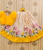 Floral print lehenga set with ruffle blouse