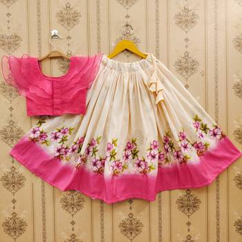 Floral print lehenga set with ruffle blouse 1
