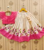 Floral print lehenga set with ruffle blouse