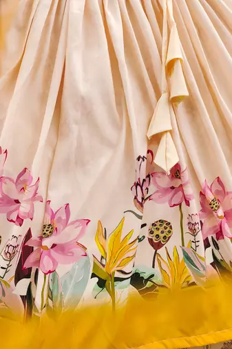 Floral print lehenga set with ruffle blouse