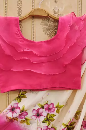 Floral print lehenga set with ruffle blouse