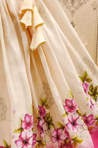 Floral print lehenga set with ruffle blouse