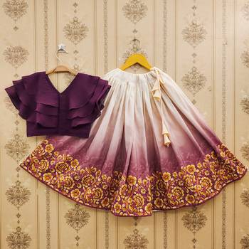 Floral print lehenga set with ruffle blouse 1