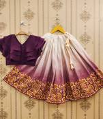 Floral print lehenga set with ruffle blouse