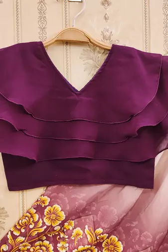 Floral print lehenga set with ruffle blouse