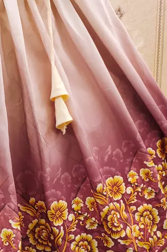 Floral print lehenga set with ruffle blouse