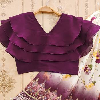 Floral print lehenga set with ruffle blouse 2