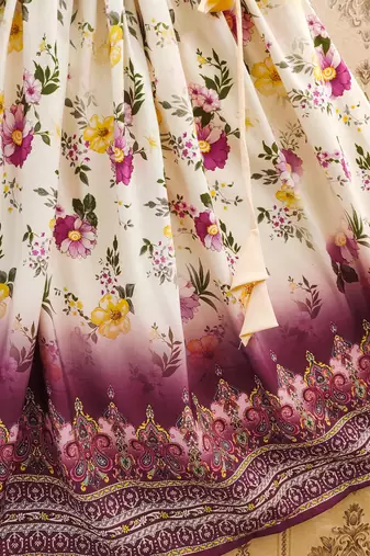 Floral print lehenga set with ruffle blouse