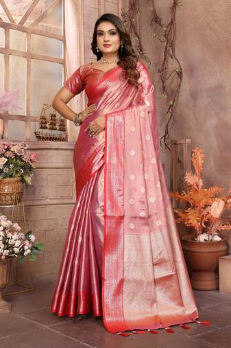 Pink tissue silk art kanjeevaram silk saree